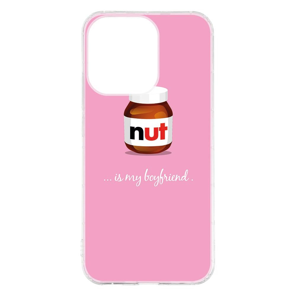 Roze Nut Boyfriend hoesje aangebracht op een OPPO Reno15, achteraanzicht