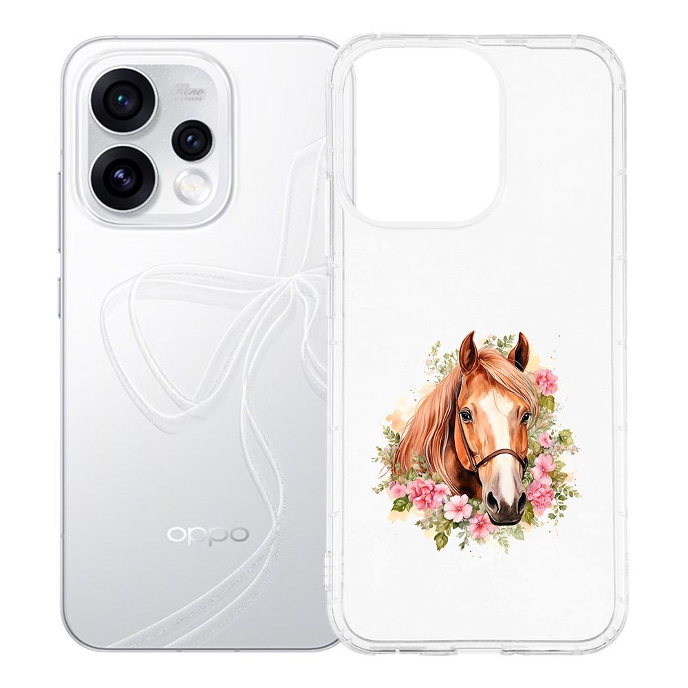 Hoesje Paard voor de OPPO Reno15 met paardenprint in beige tinten