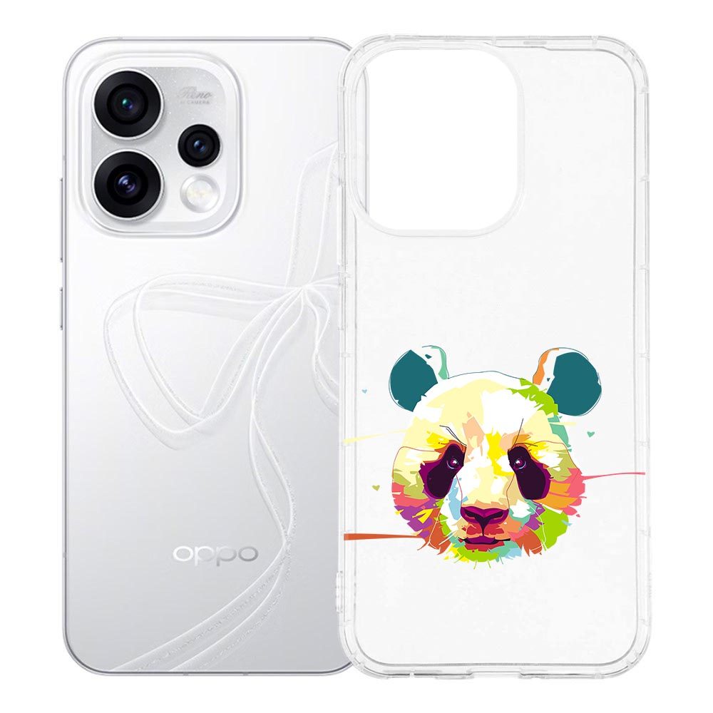 TPU hoesje Panda Color voor OPPO Reno15, panda met gekleurde accenten en transparante delen
