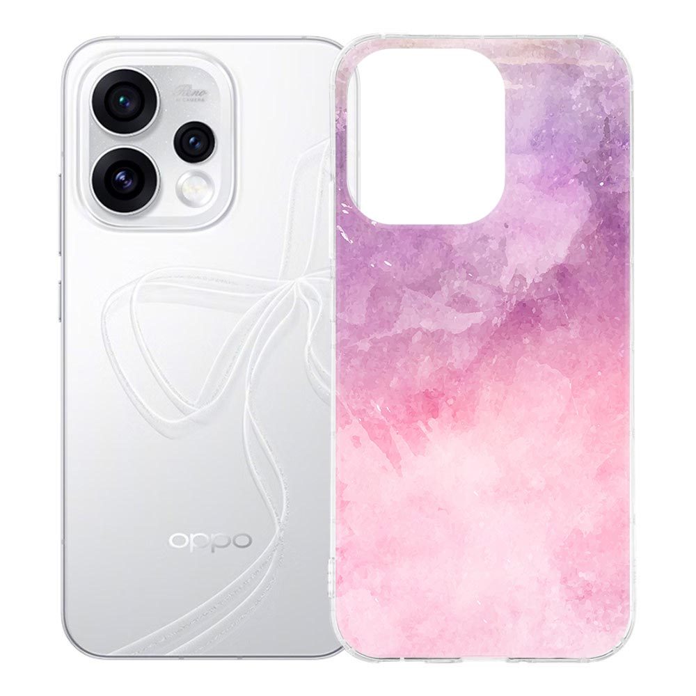 Pink Purple Paint siliconen hoesje voor OPPO Reno15 met roze en paarse verfvegen