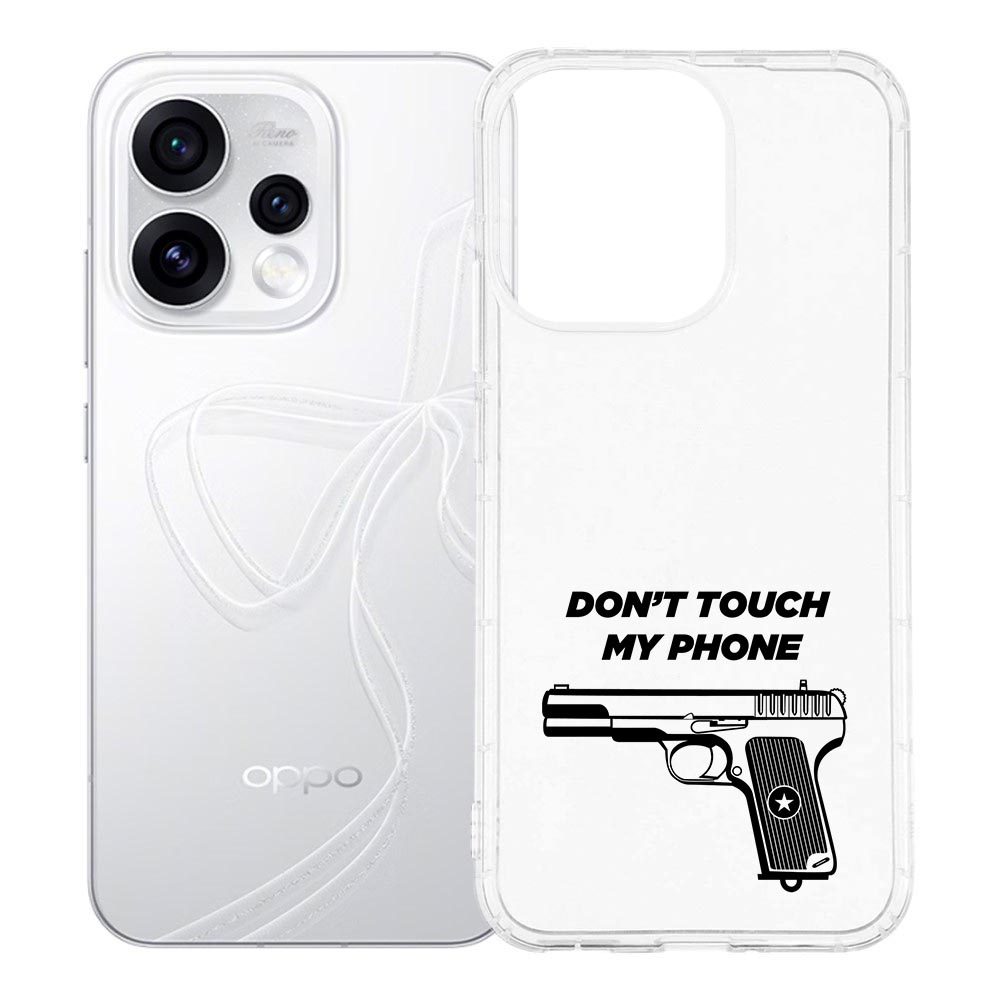 Siliconen hoesje OPPO Reno15 Pistol DTMP met zwarte pistool-print op transparante basis