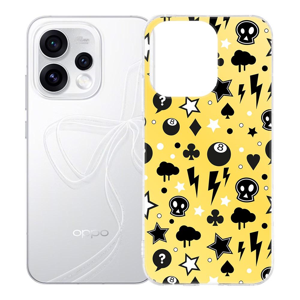 OPPO Reno15 TPU hoesje Punk Yellow met felgele meerkleurige punkprint