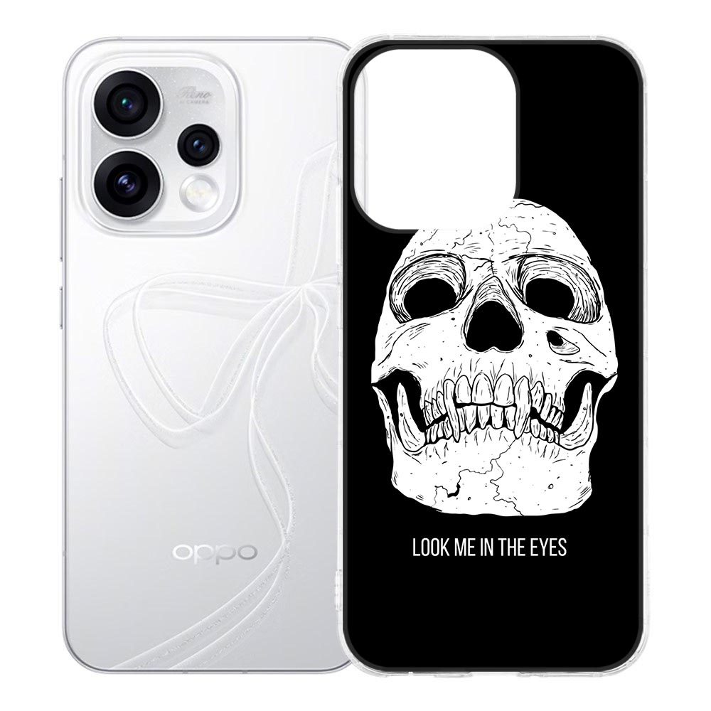 Skull Eyes print in zwart-wit op siliconen hoesje voor OPPO Reno15