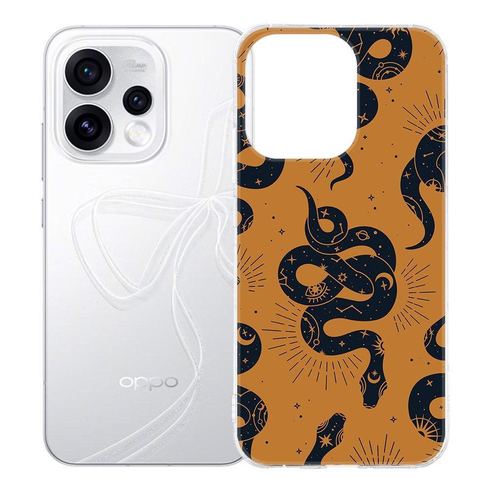 OPPO Reno15 hoesje Snakes met slangenprint in bruin en zwart