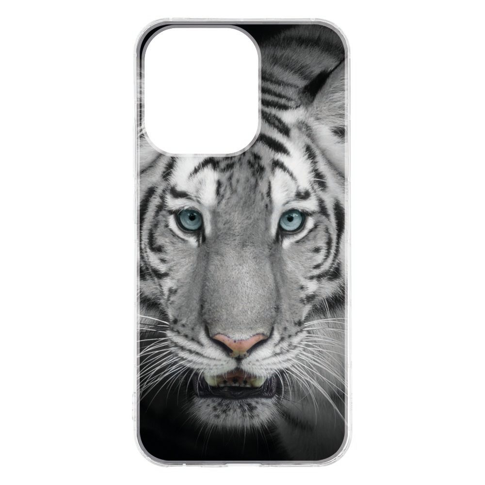 OPPO Reno15 omhuld door het Tijger hoesje, strepenprint richting camera-eiland