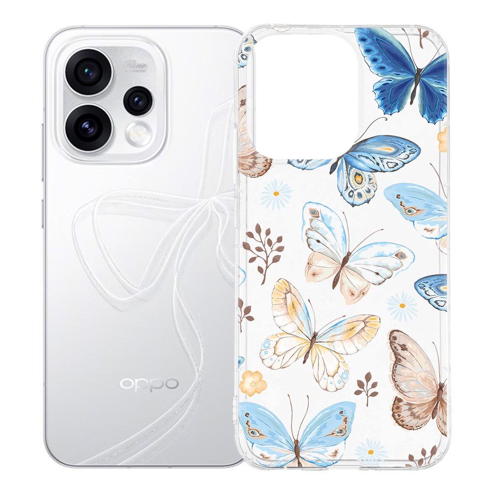Siliconen hoesje Vlinder voor OPPO Reno15 met vlinders in blauw en bruin