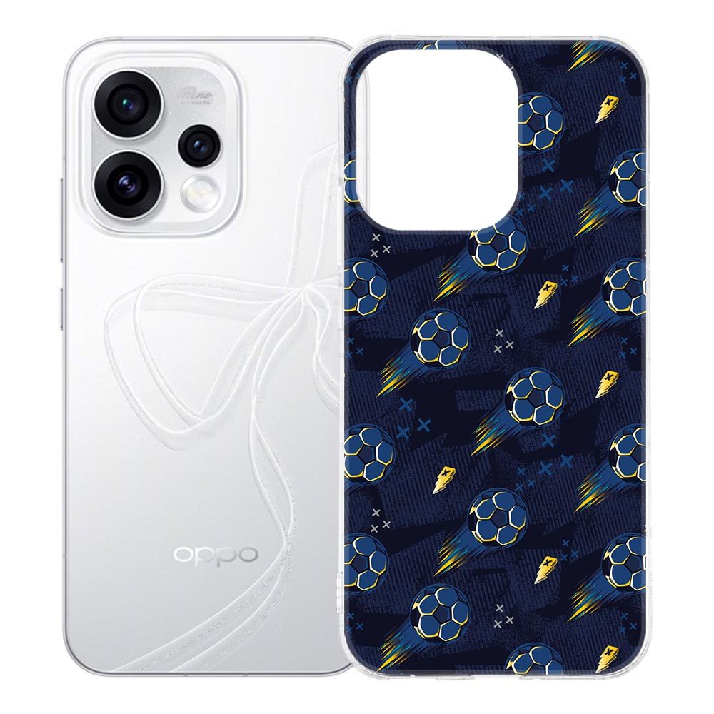 Blauw Voetbal hoesje voor de OPPO Reno15, patroon over de hele achterkant