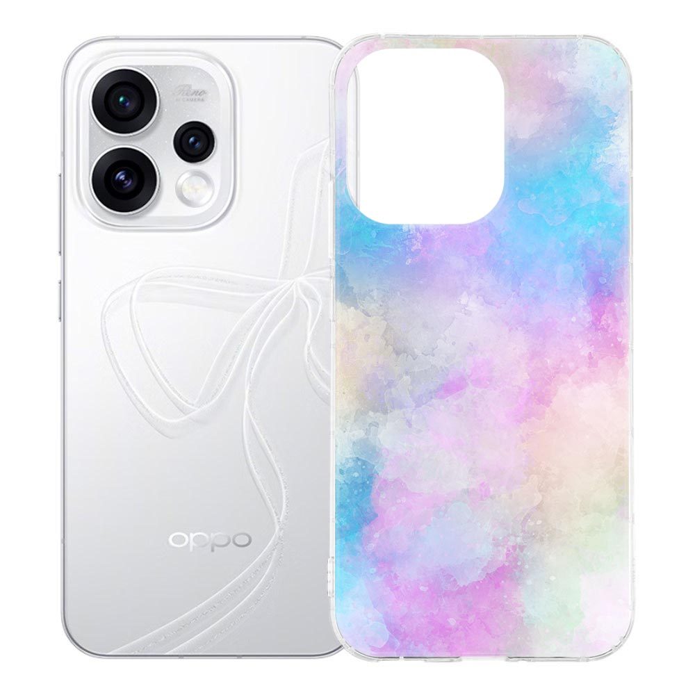 OPPO Reno15 telefoonhoesje Watercolor Light met pastel aquarelprint in rose en blauw