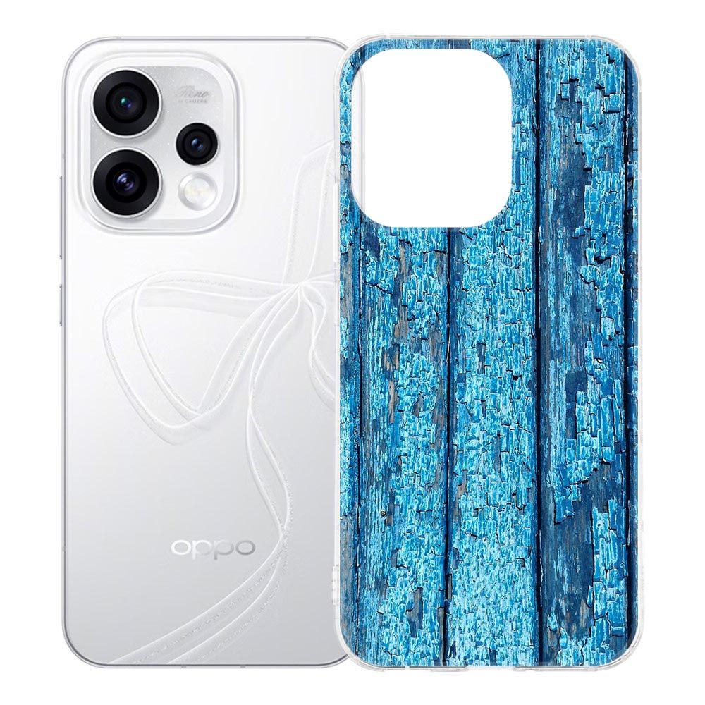 Blauwe houtnerf print op TPU hoesje voor de OPPO Reno15