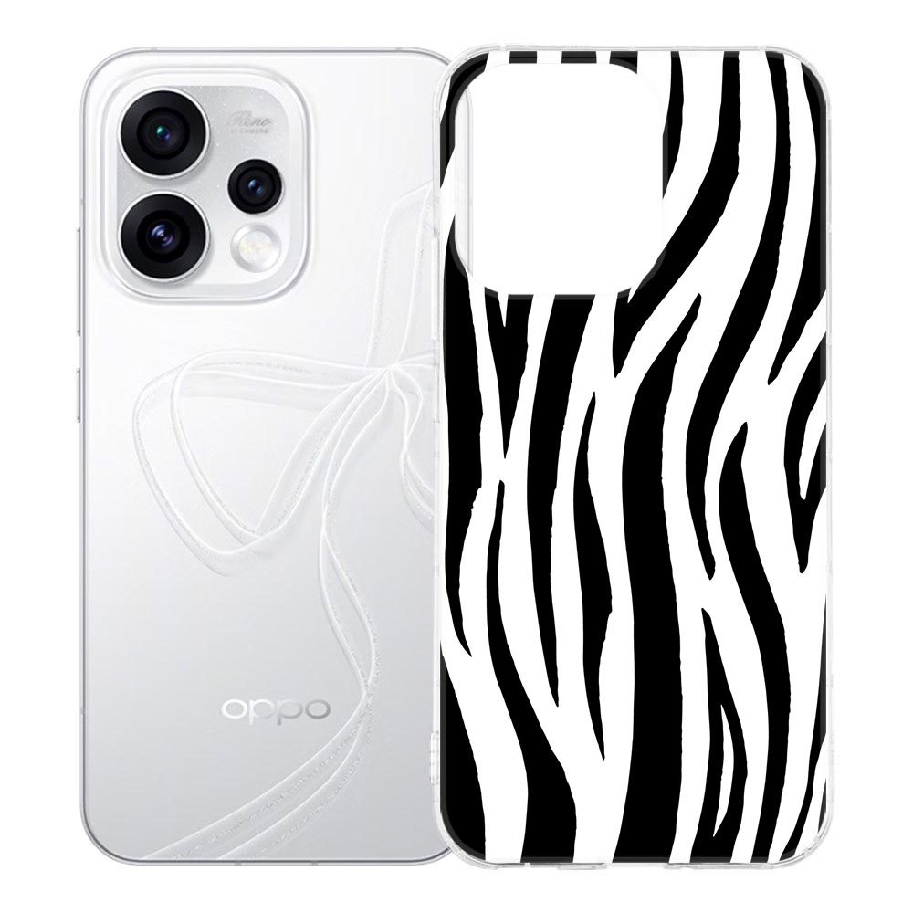 Siliconen hoesje Zebra voor OPPO Reno15 met zwart-wit strepenprint