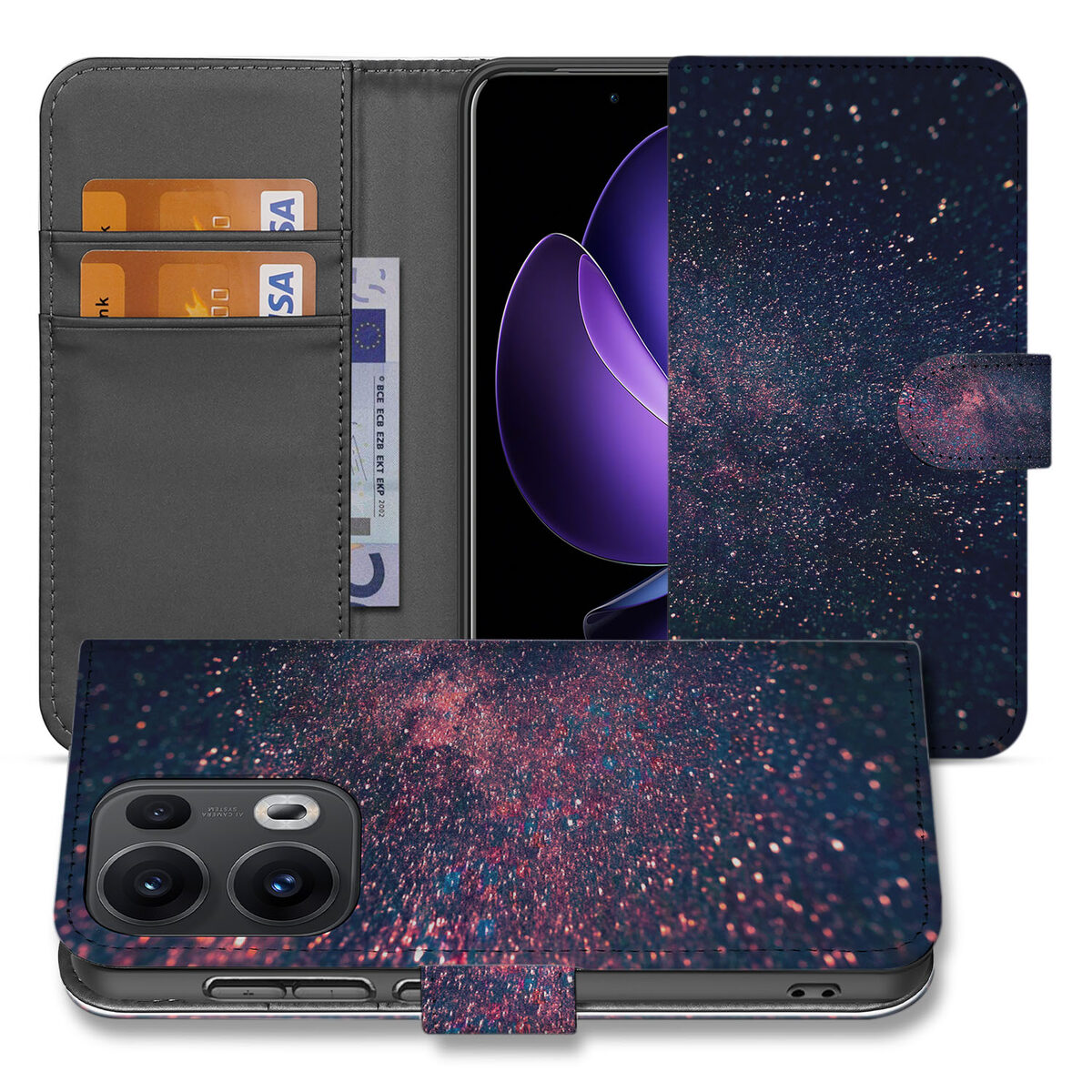 OPPO Reno 13 Pro Book Case Stars hoesje sterren design voorkant
