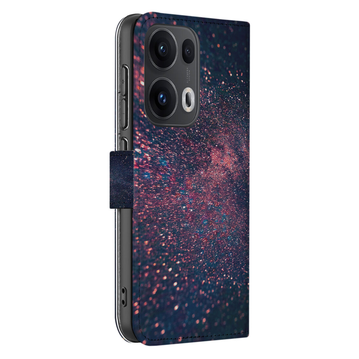 OPPO Reno 13 Pro Book Case Stars bookcase hoesje design sterren aanzicht