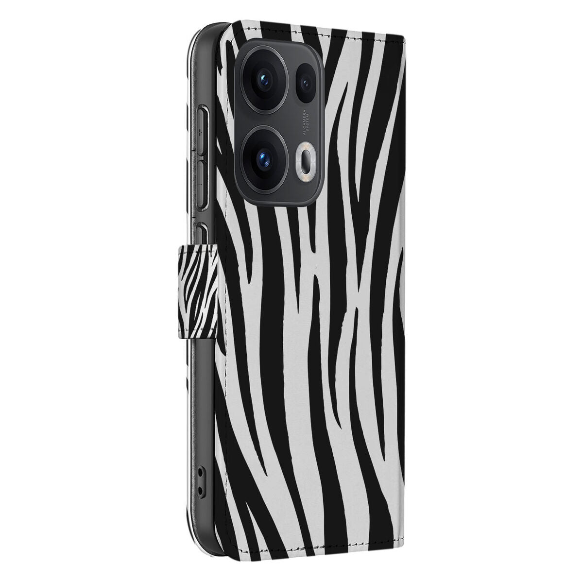 OPPO Reno 13 Pro Book Case ‘Zebra’ Dierenprint Hoesje Zwart Wit