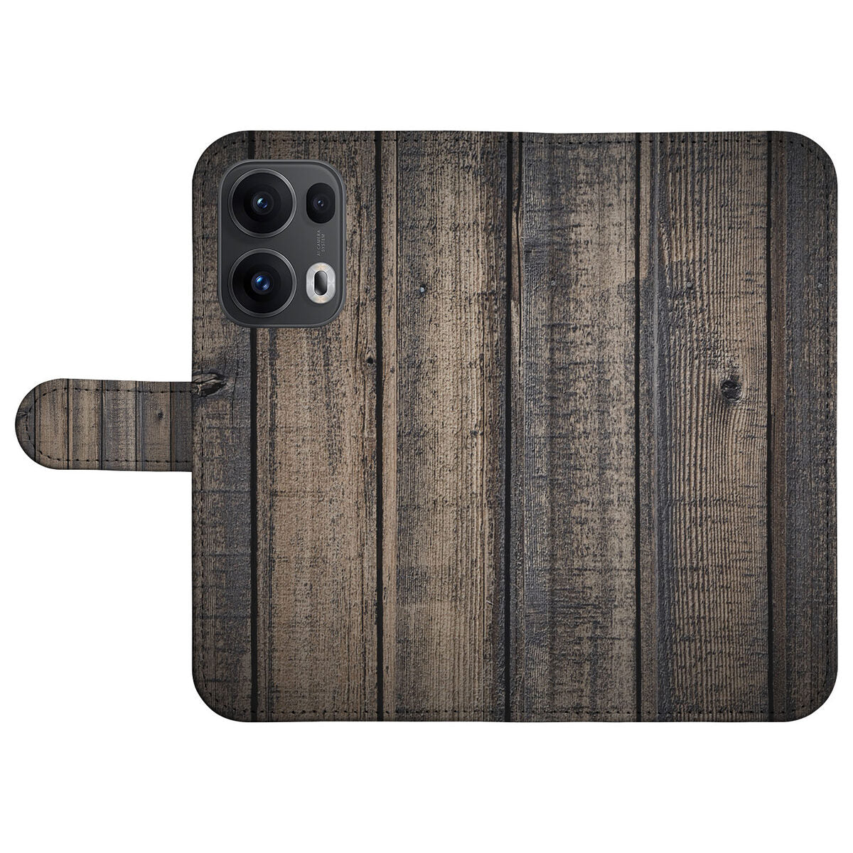 OPPO Reno 13 Pro Book Style Case Steigerhout hout uitstraling achterkant
