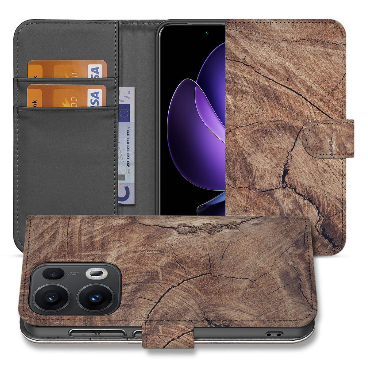 OPPO Reno 13 Pro Book Style Case Tree Trunk case front back