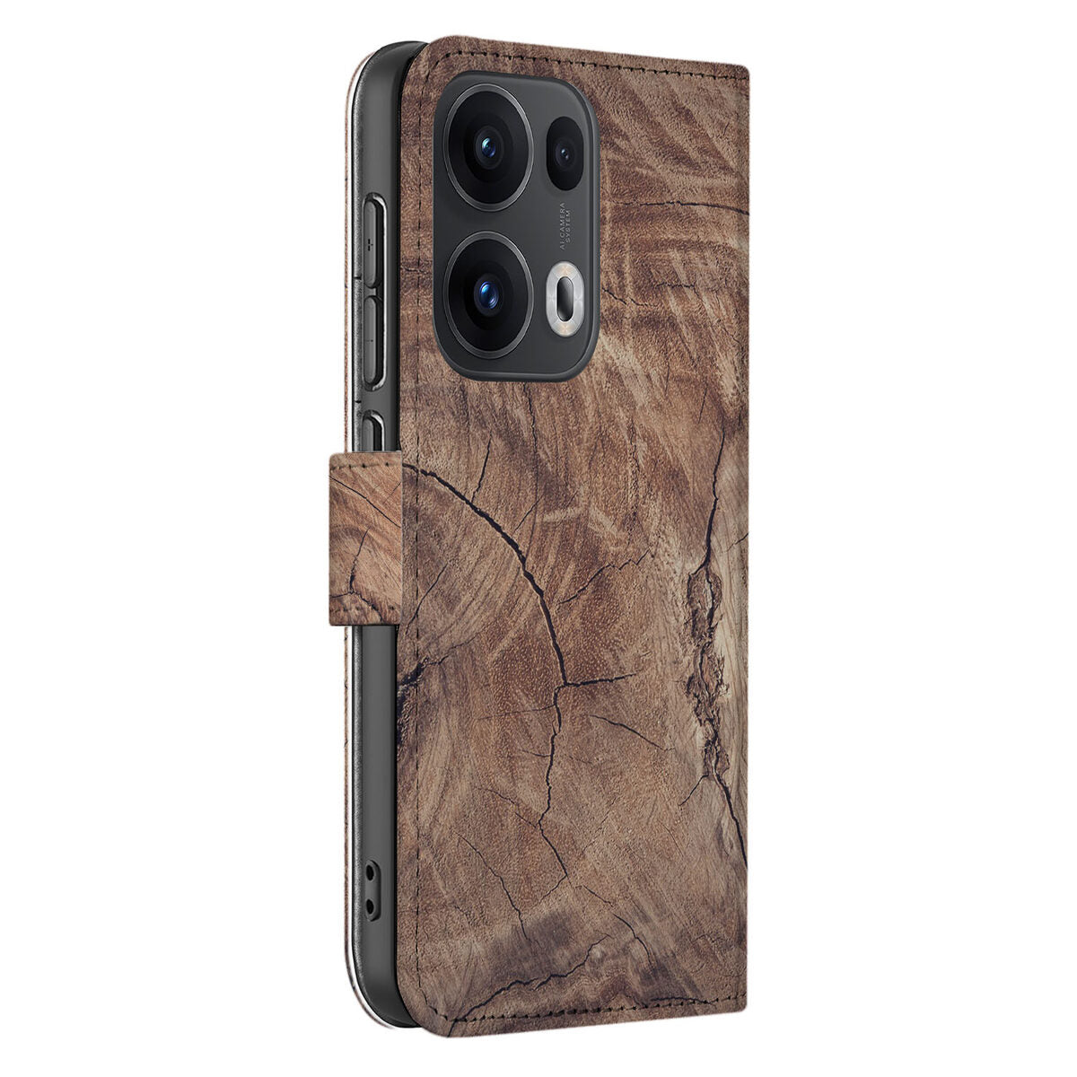 OPPO Reno 13 Pro Book Style Case Tree Trunk design boomstam zijaanzicht