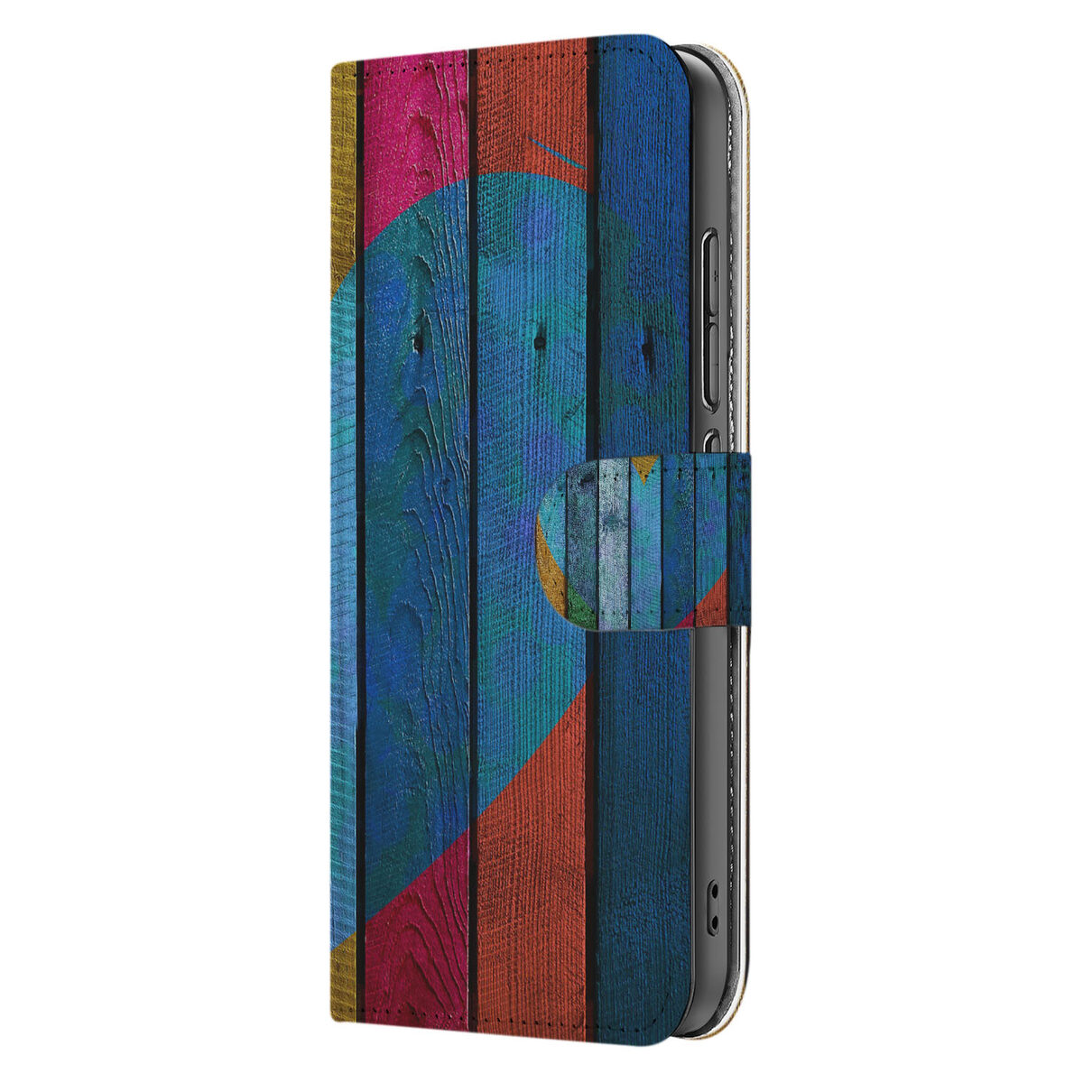OPPO Reno 13 Pro Book Style Case Wood Heart design houtkleurig hart aanzicht
