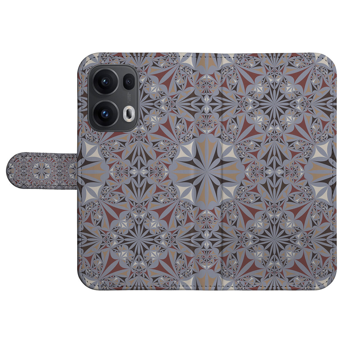 OPPO Reno 13 Pro Bookcase Flower Tiles boekcase bloemmotieven bovenaanzicht