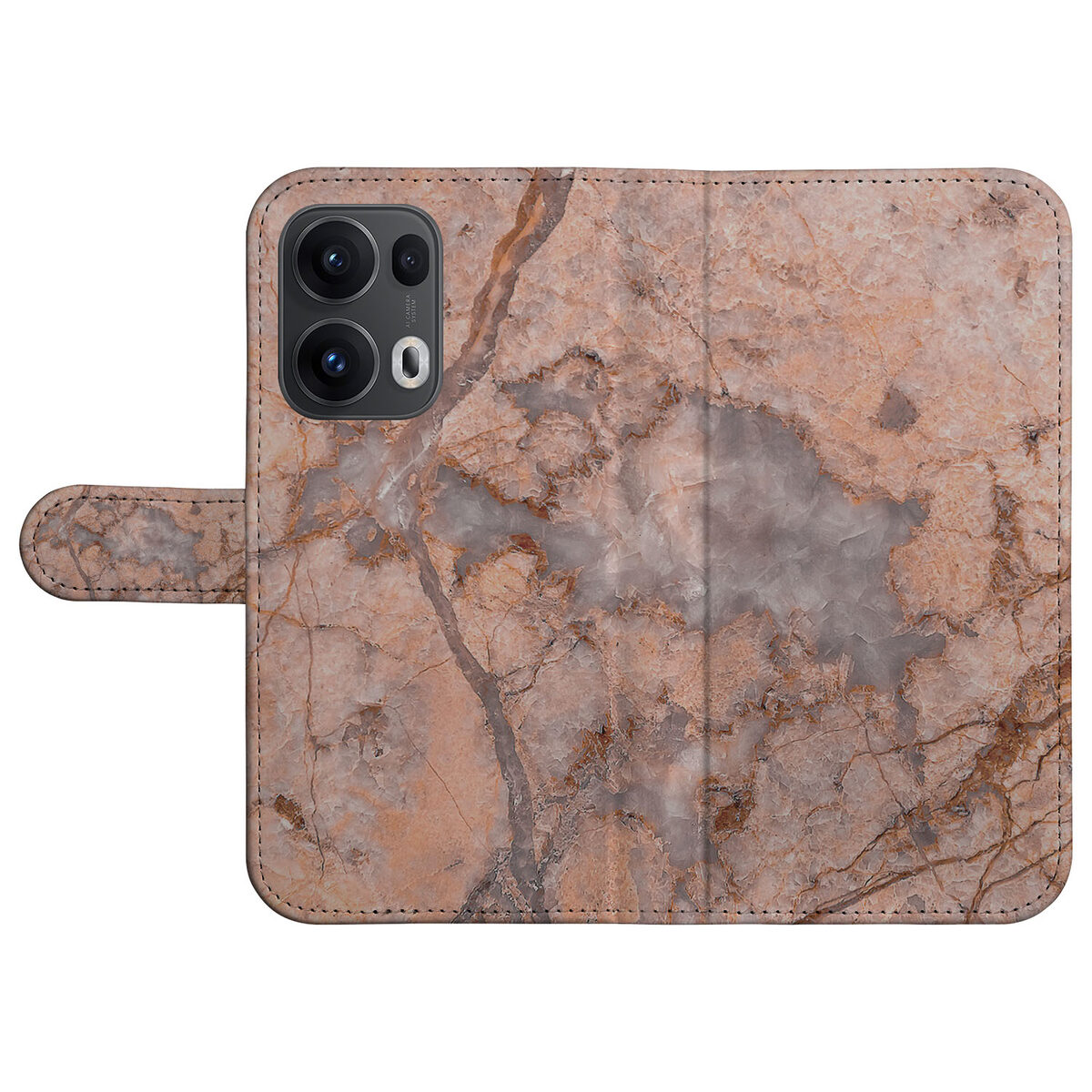 OPPO Reno 13 Pro Bookcase Marmer Oranje design bovenaanzicht