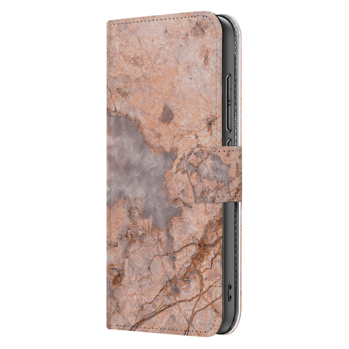 OPPO Reno 13 Pro Bookcase Marmer Oranje boekcase marmer oranje aanzicht