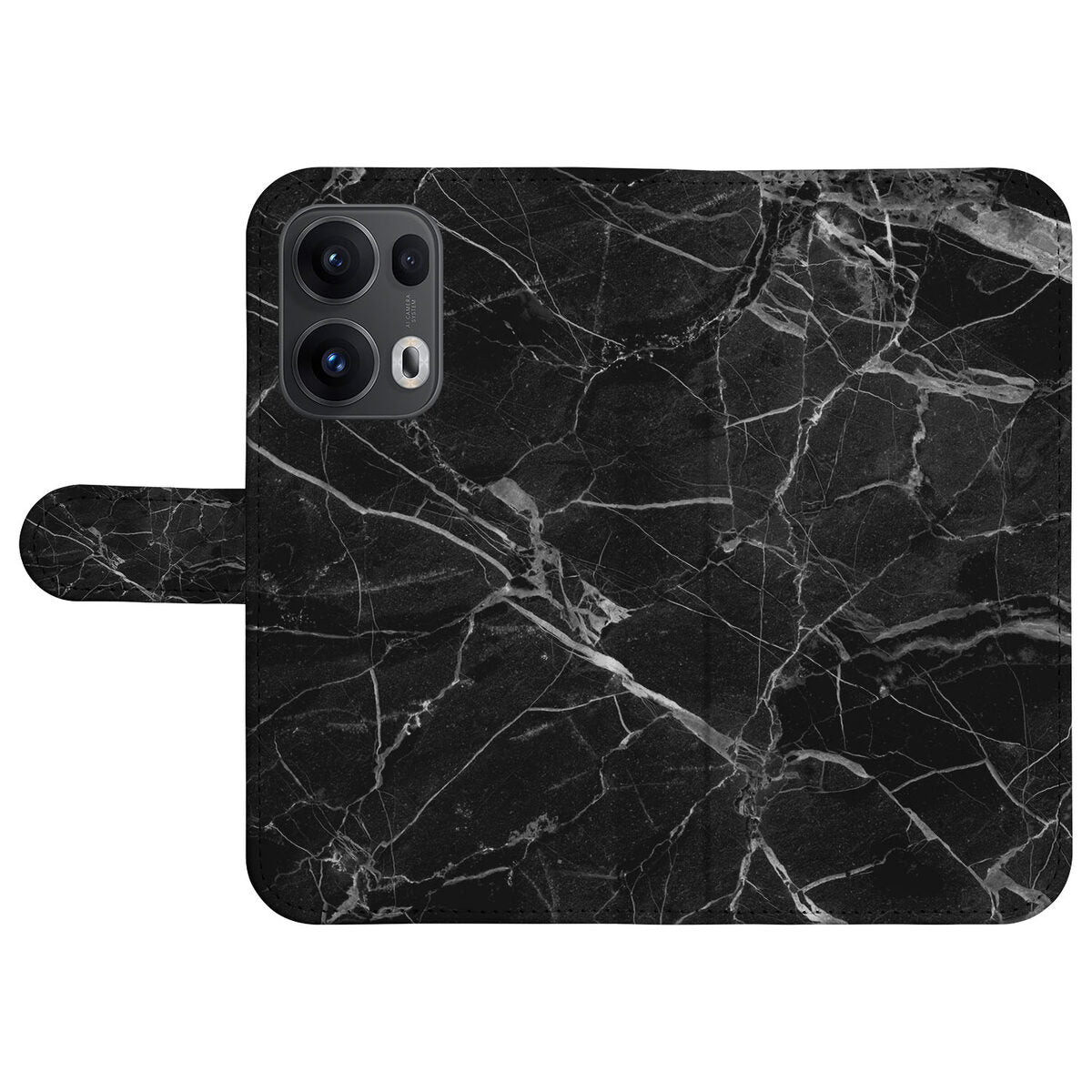 OPPO Reno 13 Pro Bookcase Marmer Zwart zwart marmer aanzicht