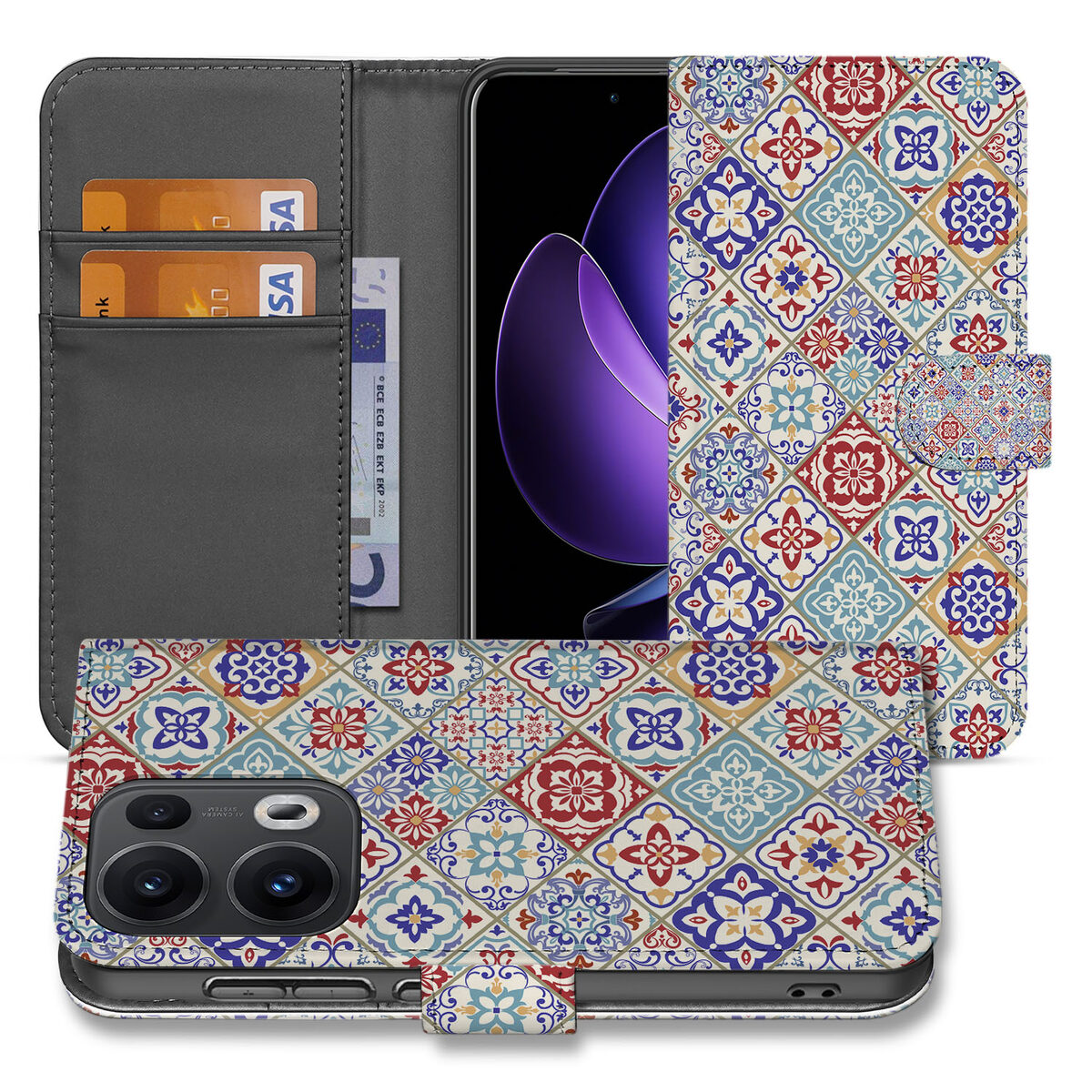 OPPO Reno 13 Pro Bookcase Tiles Color design Tiles Color aanzicht