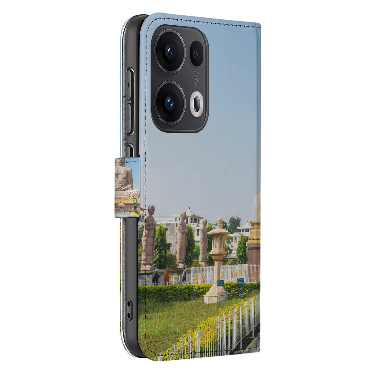 OPPO Reno 13 Pro Flip Cover Boeddha designnaam aanzicht