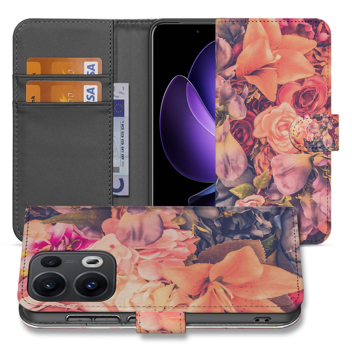 OPPO Reno 13 Pro Hoesje Bosje Bloemen case design bloemen aanzicht