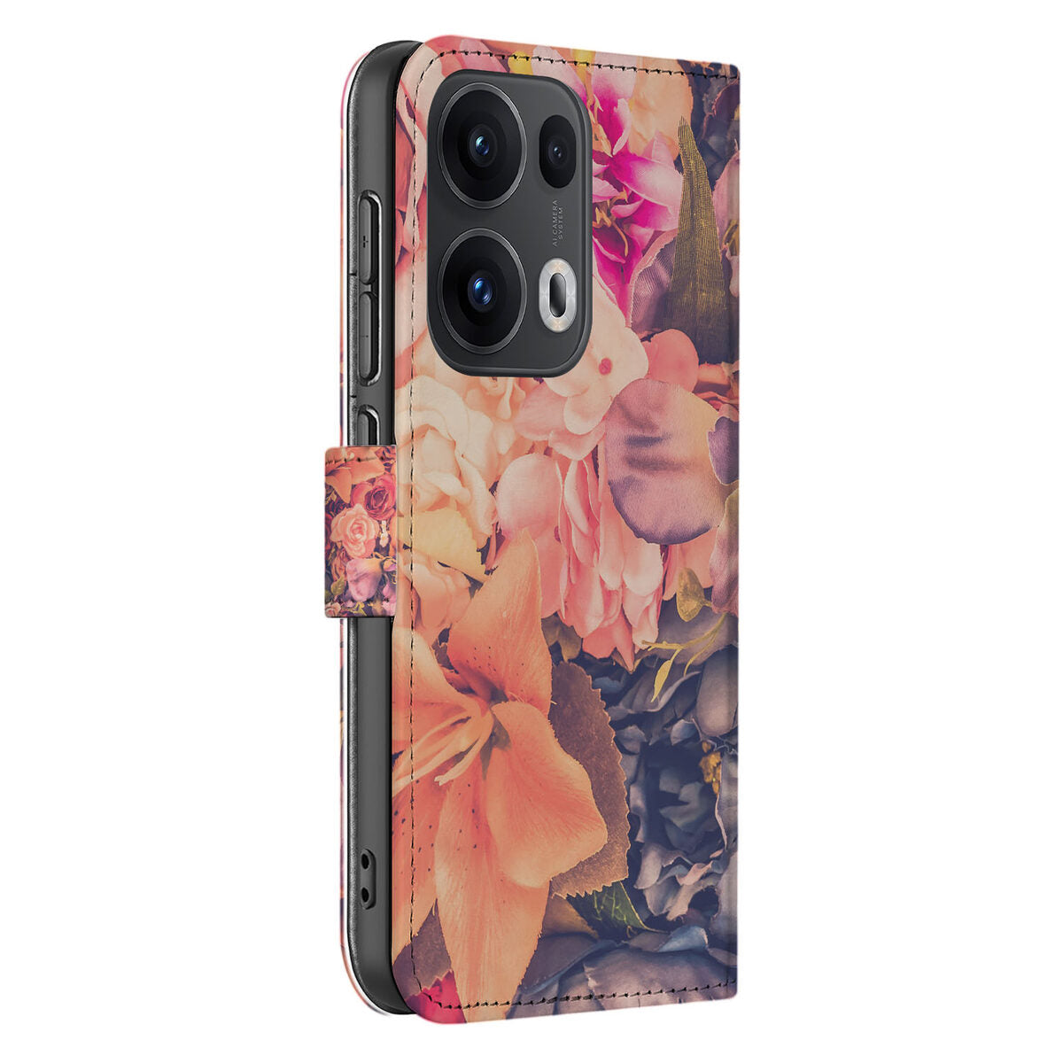OPPO Reno 13 Pro Hoesje Bosje Bloemen zijaanzicht bloemen design