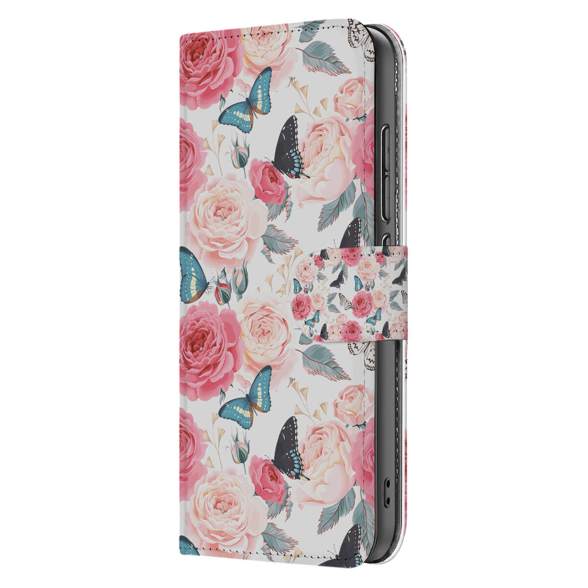 OPPO Reno 13 Pro Hoesje Butterfly Roses hoesje bloem ontwerp zijaanzicht