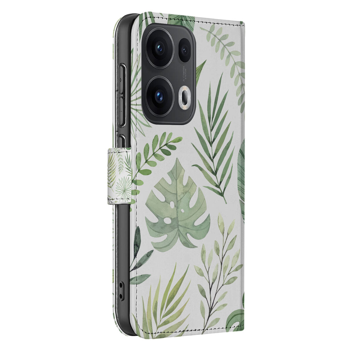 OPPO Reno 13 Pro Hoesje Leaves design bladeren aanzicht