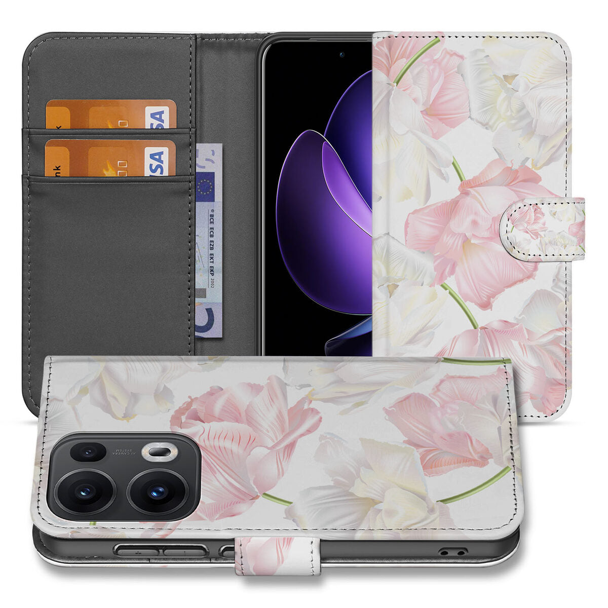 OPPO Reno 13 Pro Hoesje Lovely Flowers hoesje bloemen design voorkant