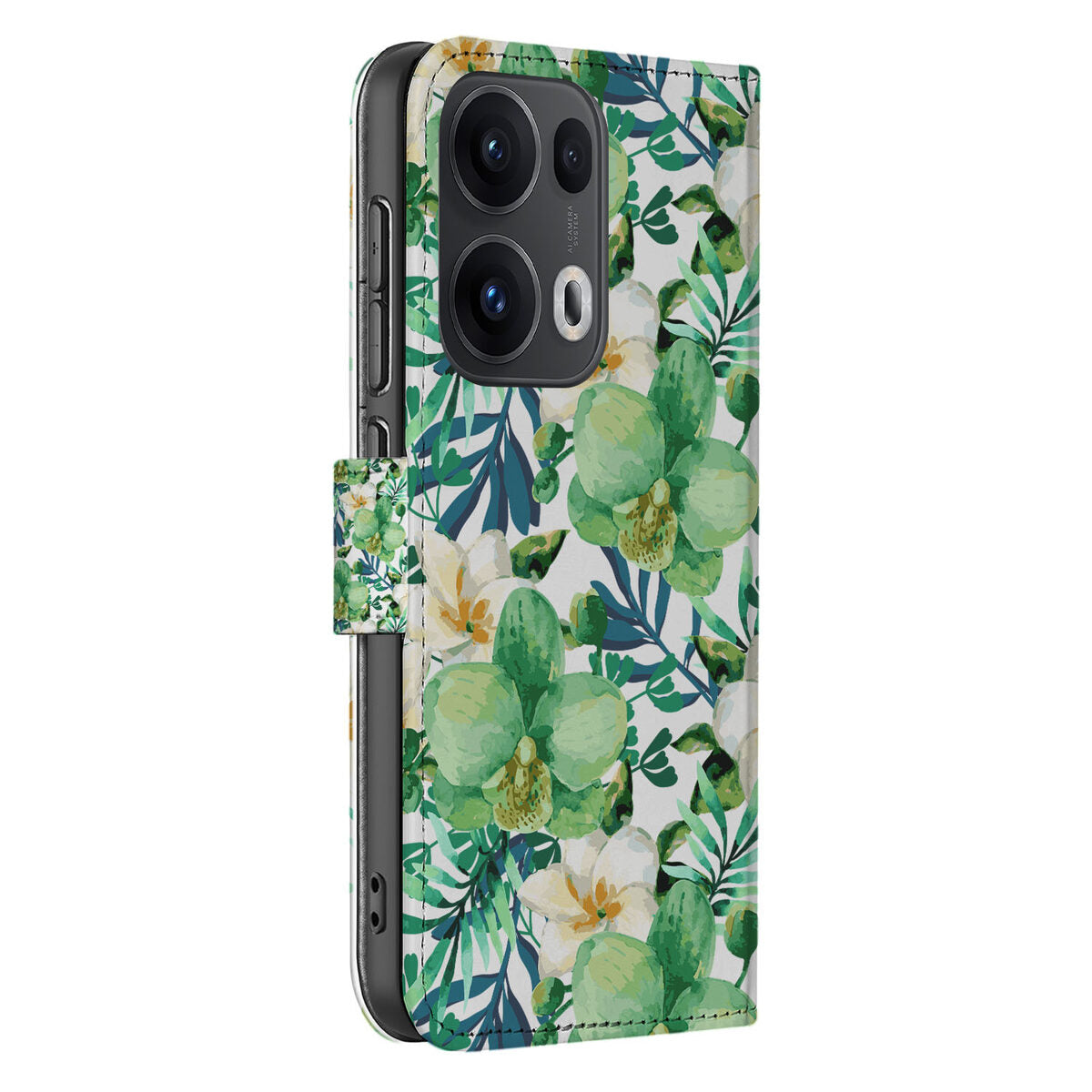 OPPO Reno 13 Pro Hoesje Orchidee Groen hoesje orchidee groen aanzicht