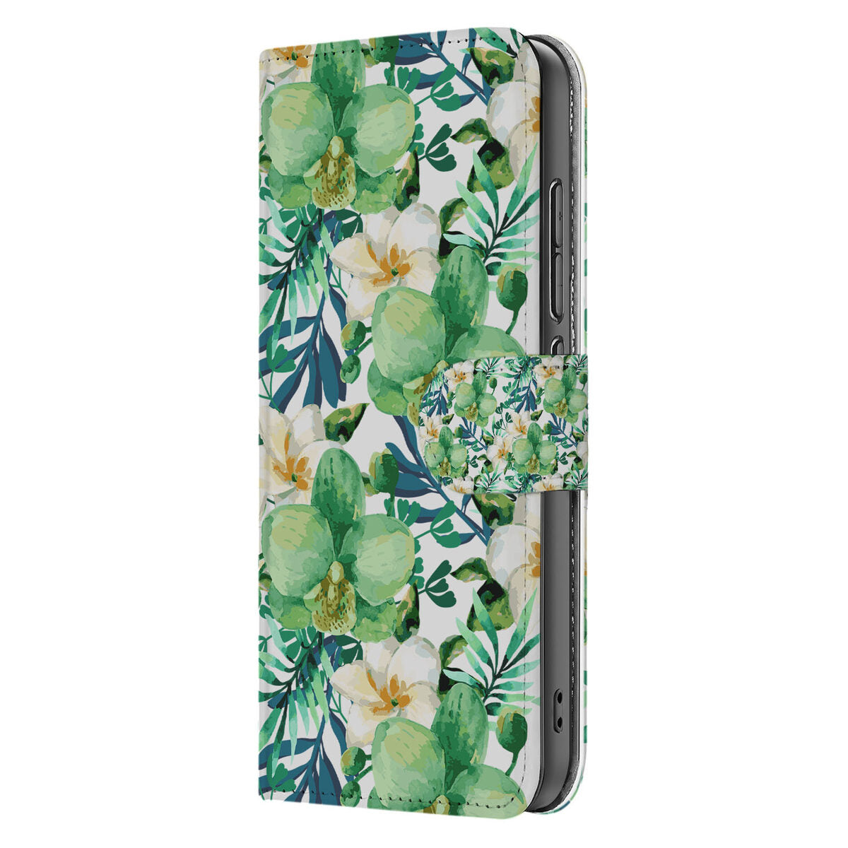 OPPO Reno 13 Pro Hoesje Orchidee Groen bloemen ontwerp zijkant