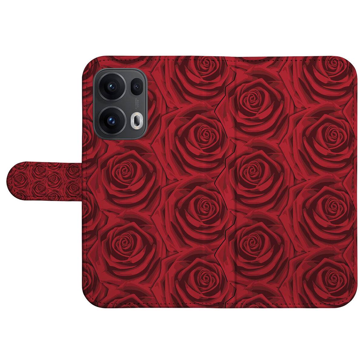 OPPO Reno 13 Pro Hoesje Red Roses bookcase rode rozen aanzicht