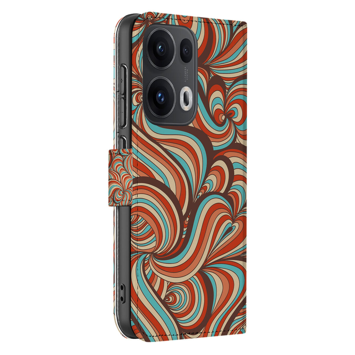 OPPO Reno 13 Pro hoesje Retro designnaam kleurrijk aanzicht