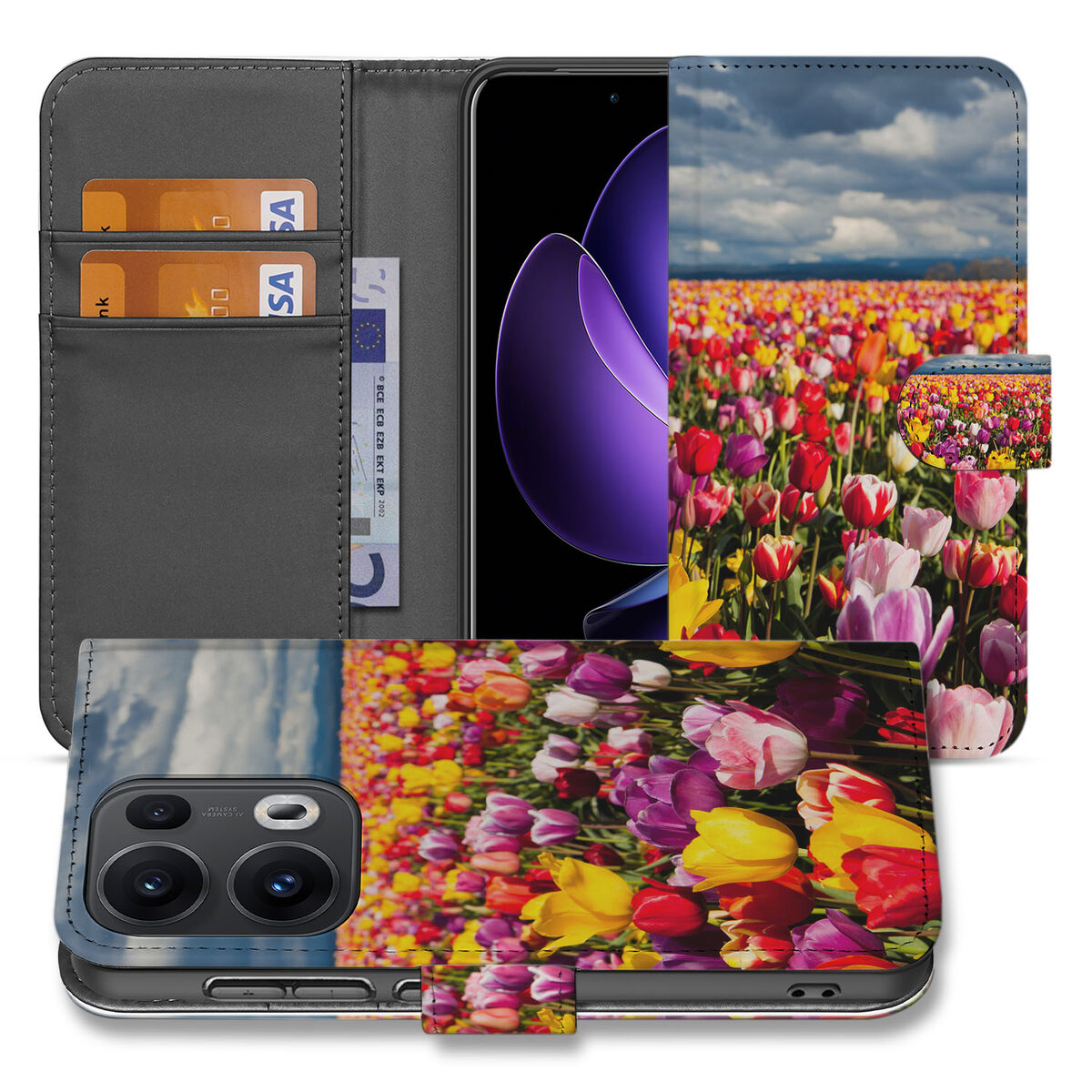 OPPO Reno 13 Pro Hoesje Tulpen design bloemen telefoonhoes voorkant