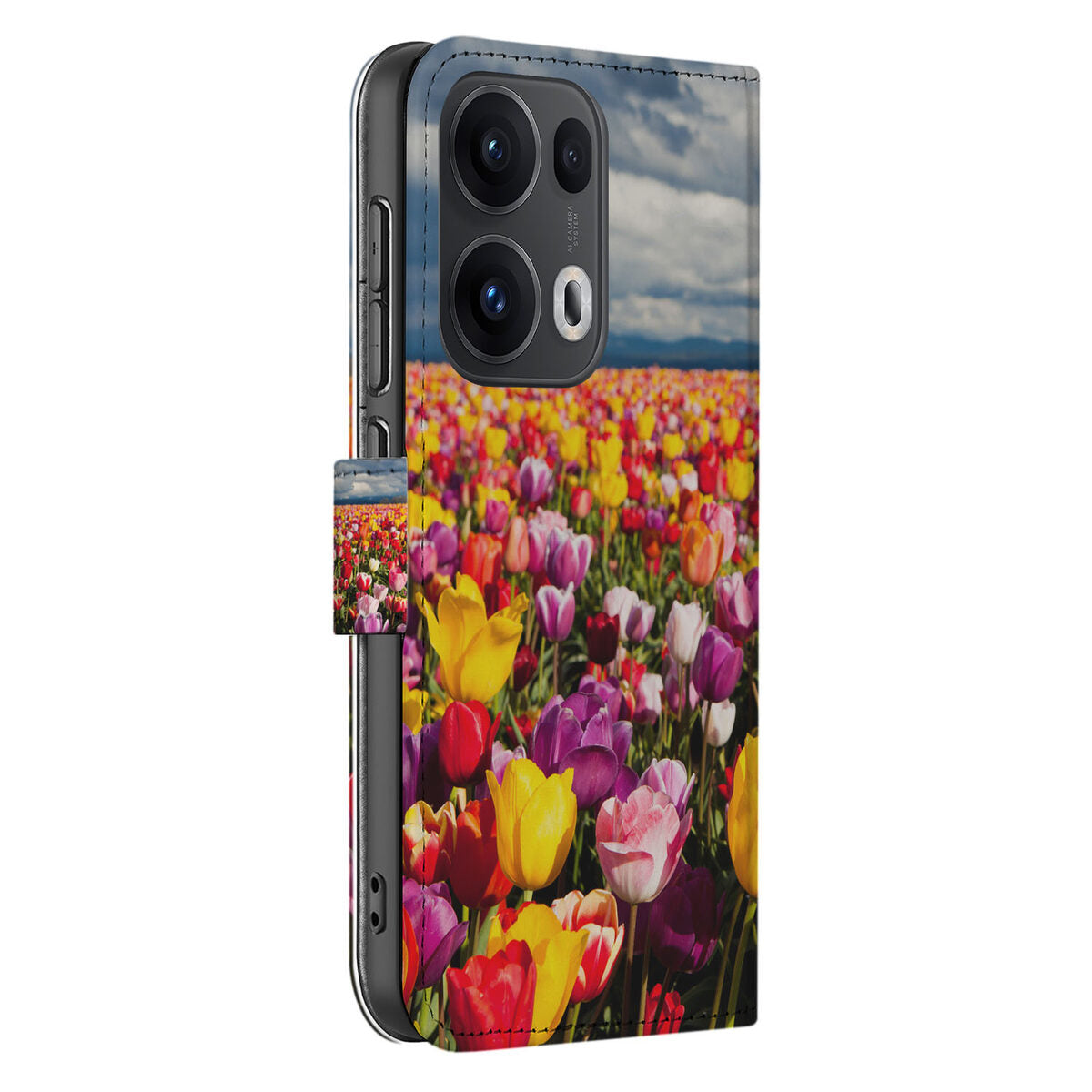OPPO Reno 13 Pro Hoesje Tulpen tulpen patroon zijaanzicht