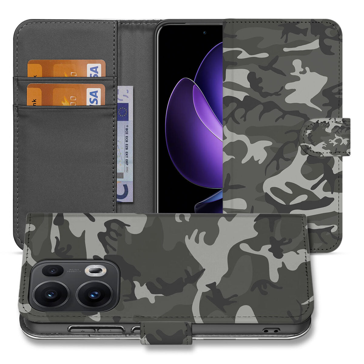 OPPO Reno 13 Pro Telefoon Hoesje Army Light camouflage design front