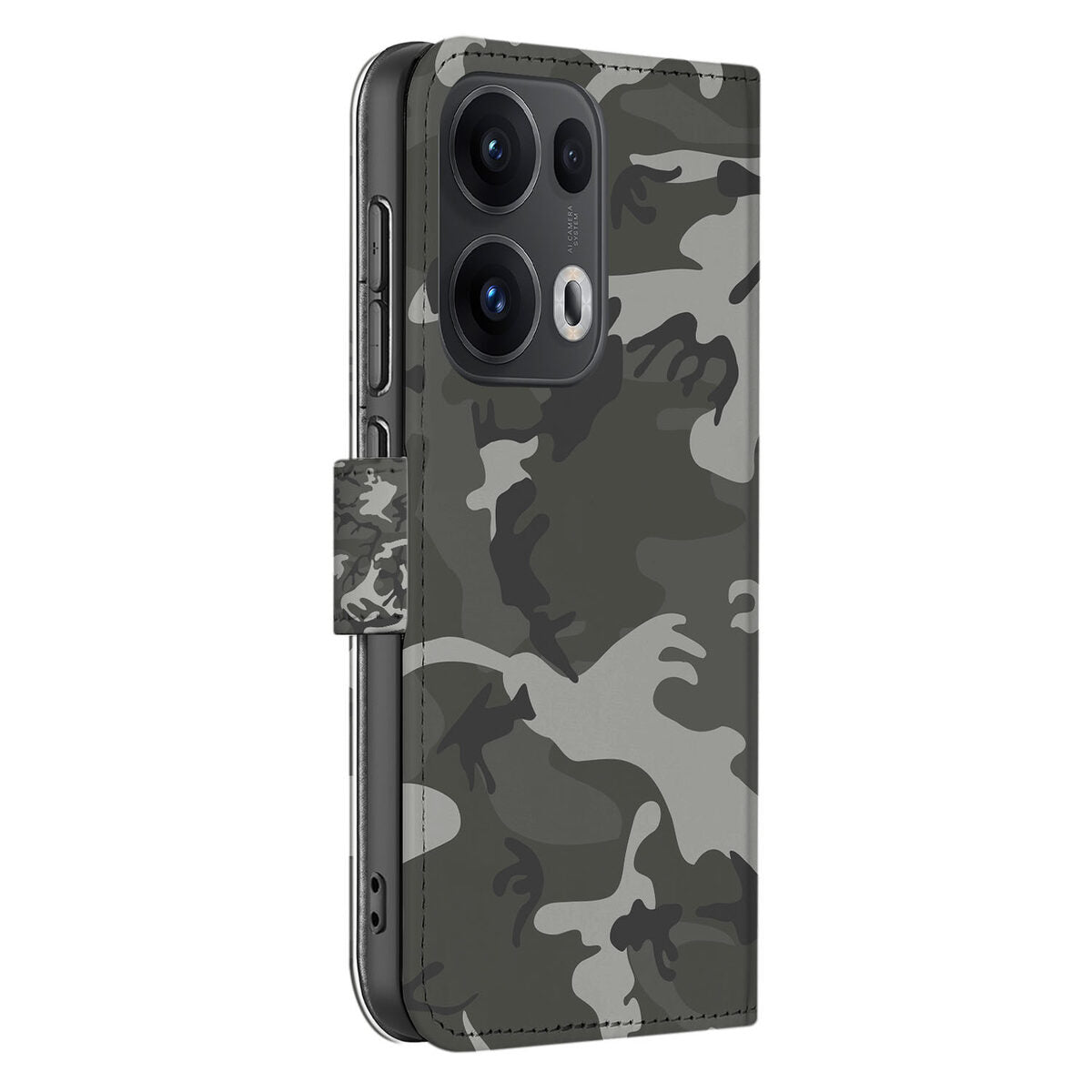 OPPO Reno 13 Pro Telefoon Hoesje Army Light camo design zij-aanzicht