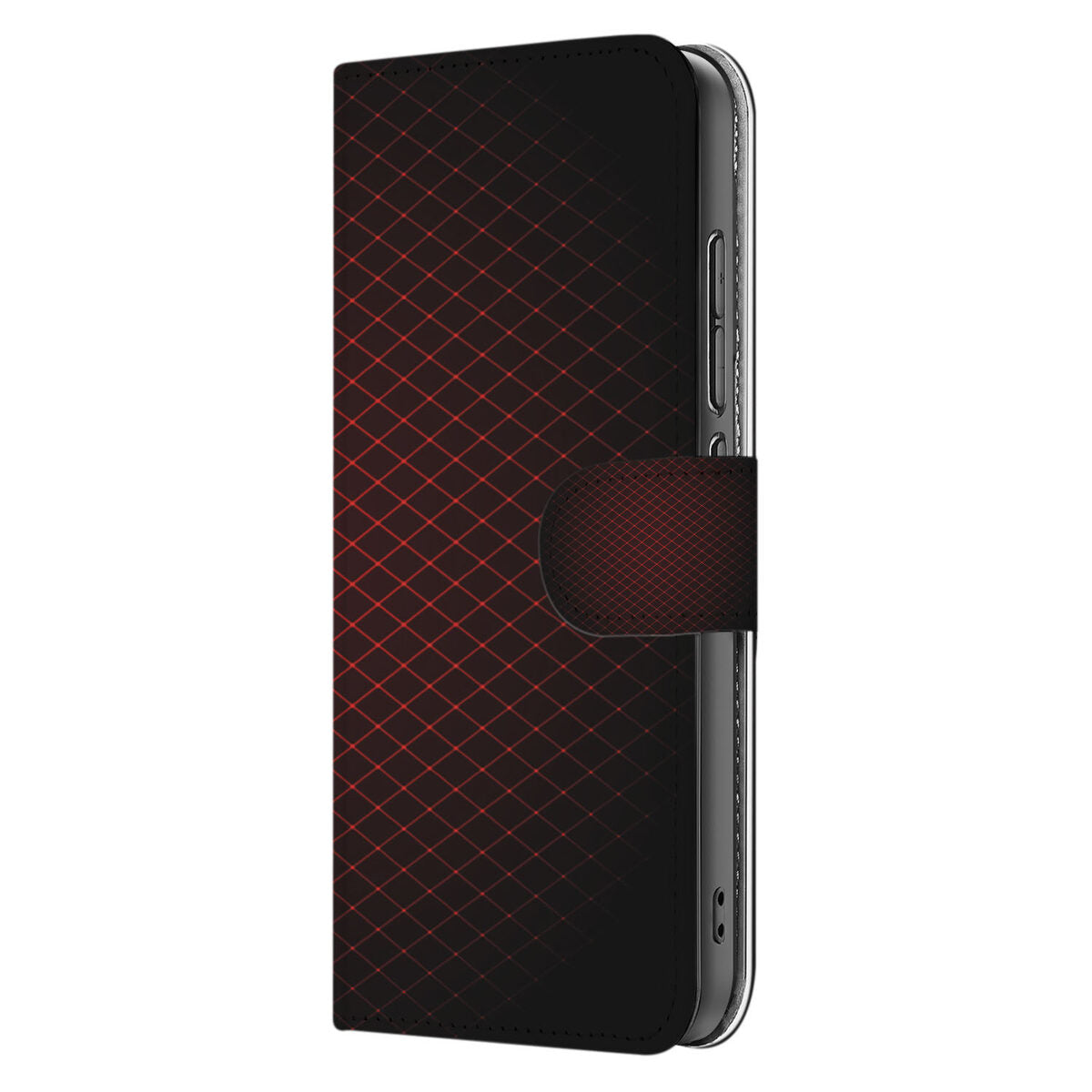 OPPO Reno 13 Pro Telefoon Hoesje Geruit Rood bookcase design zijaanzicht