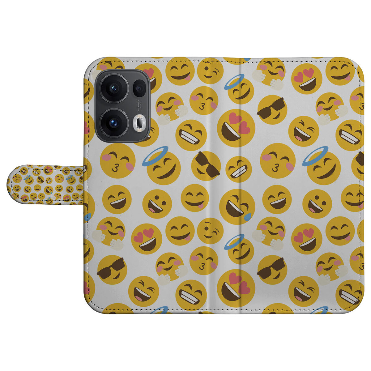 OPPO Reno 13 Pro Telefoonhoesje met Pasjes – Emoji Design voorkant