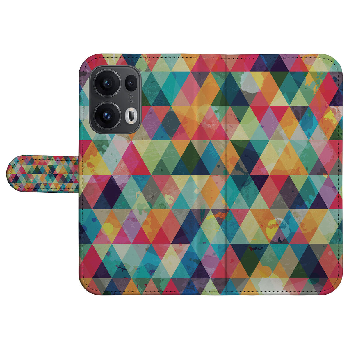 OPPO Reno 13 Pro Telefoonhoesje met Pasjes – Geruit Design kleurrijk geometrisch ruitpatroon bescherming