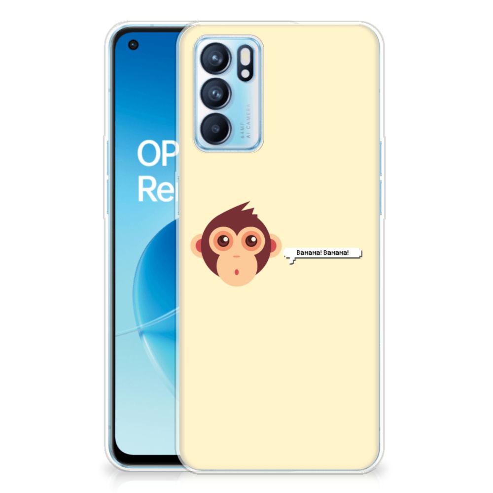 OPPO Reno 6 5G Telefoonhoesje met Naam Monkey telefoonhoesje monkey design vooraanzicht