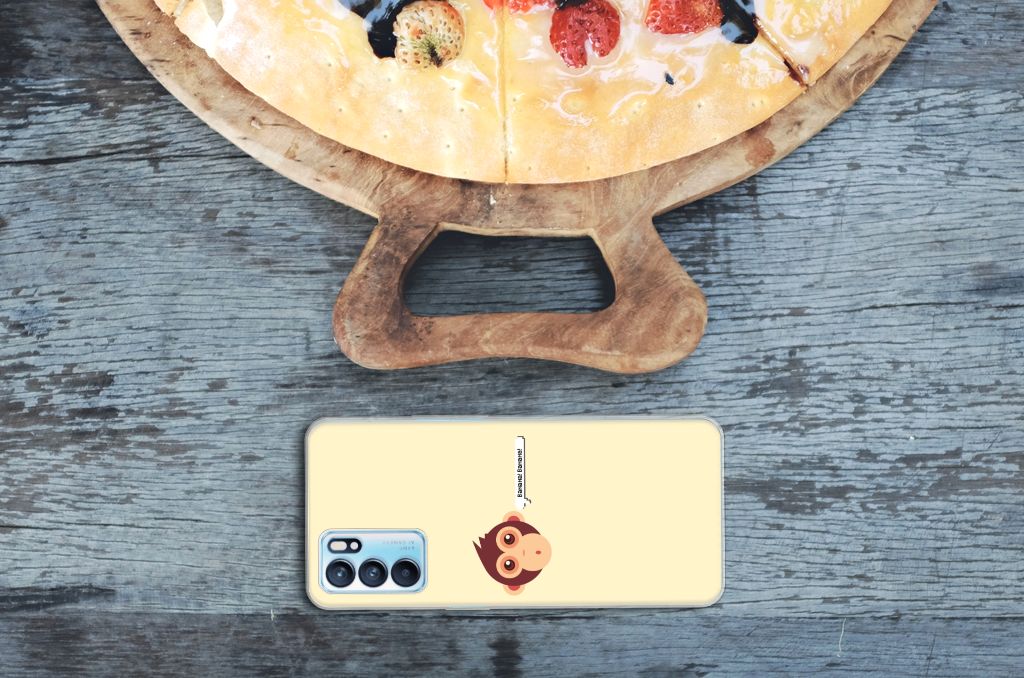 OPPO Reno 6 5G Telefoonhoesje met Naam Monkey telefoonhoesje design monkey aanzicht