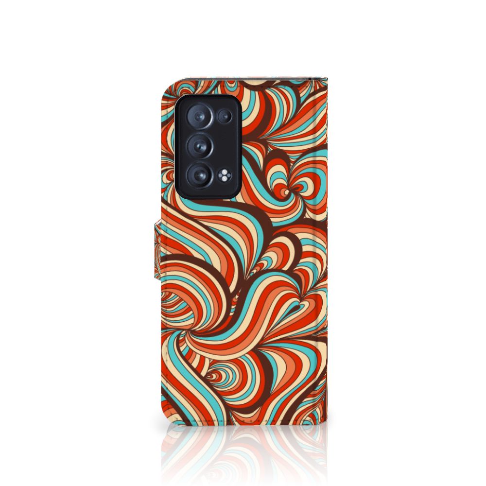 OPPO Reno 6 Pro Plus 5G Hoesje Retro designnaam kleurrijk aanzicht