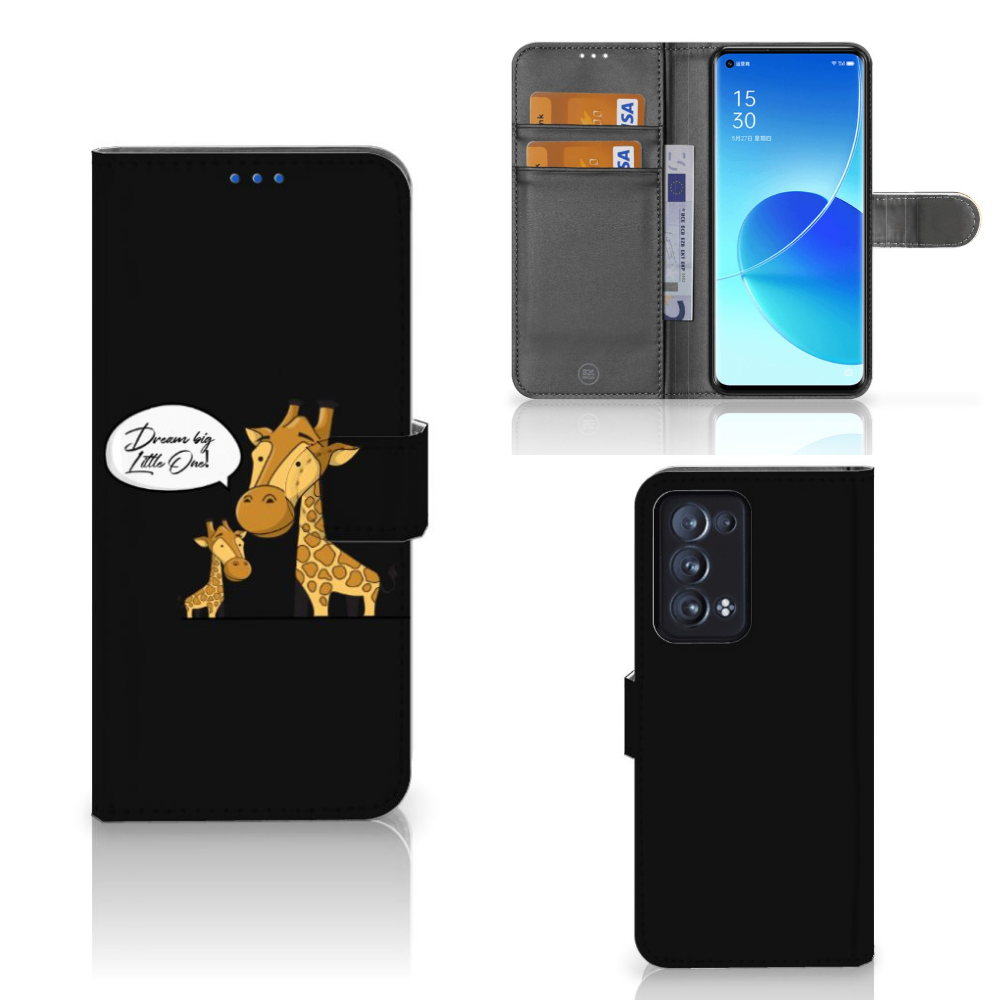 OPPO Reno 6 Pro Plus 5G Leuk Hoesje Giraffe voorkant achterkant binnen