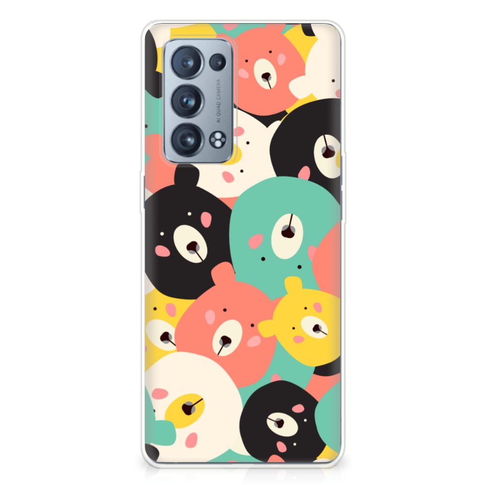 OPPO Reno 6 Pro Plus 5G Telefoonhoesje met Naam Bears berendesign kleurrijk aanzicht