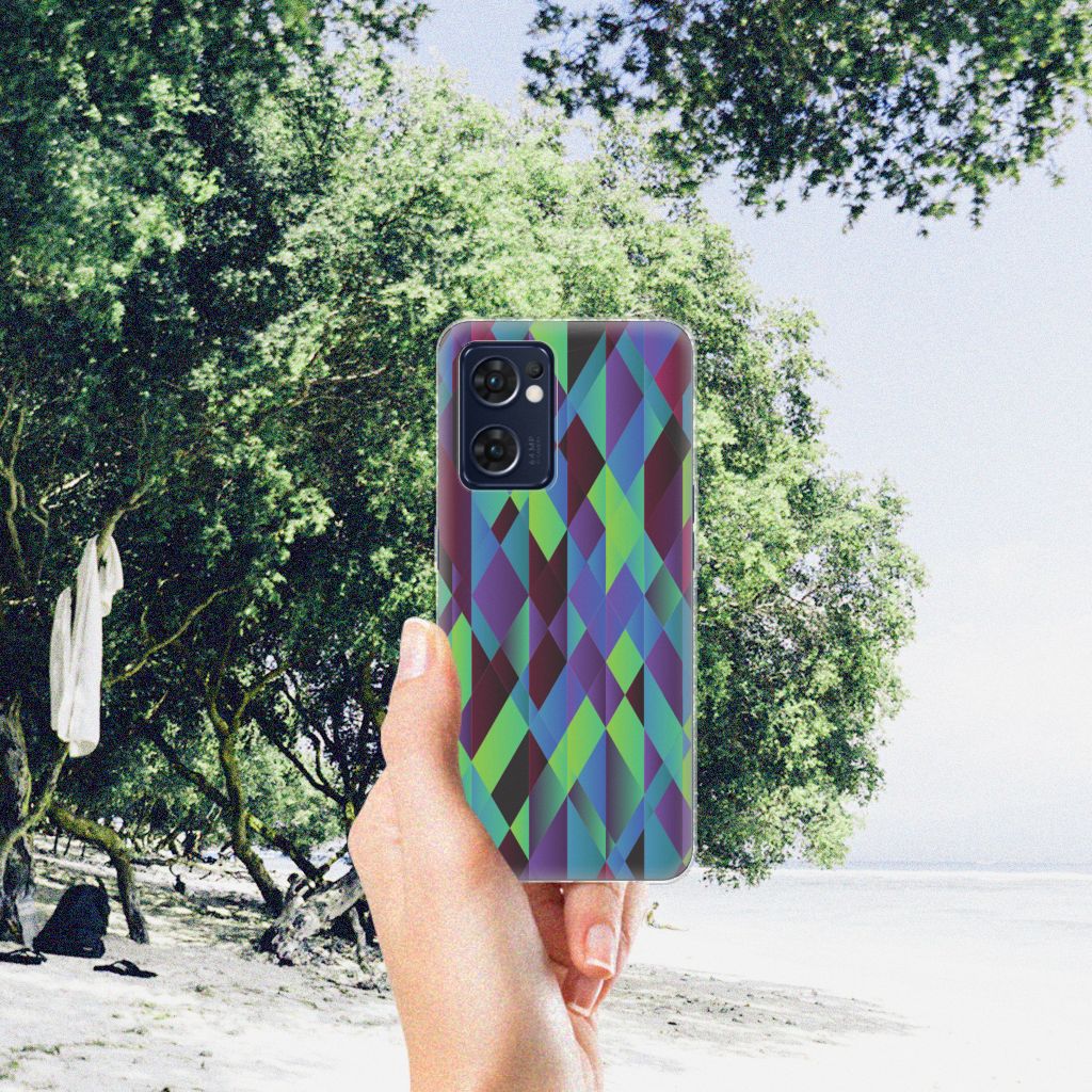 OPPO Reno 7 5G Find X5 Lite TPU Hoesje Abstract Green Blue hand afbeelding strand trees
