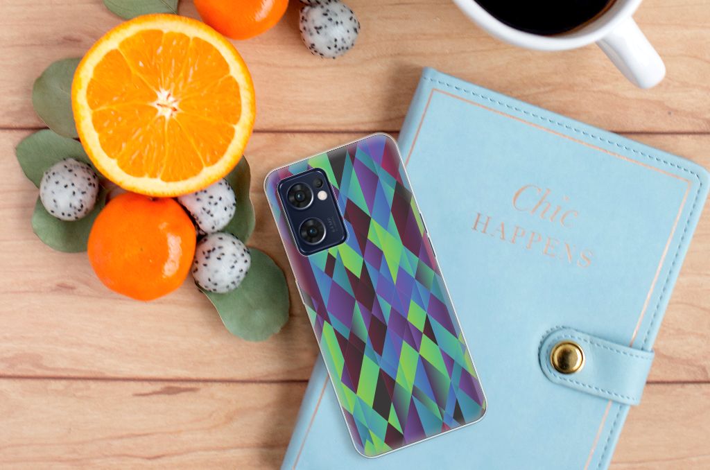 OPPO Reno 7 5G Find X5 Lite TPU Hoesje Abstract Green Blue design kleurrijk aanzicht